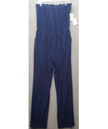 1.STATE Jumpsuit Women Medium Navy Off The Shoulder On Seam Pocket Stret... - $651.08 MXN
