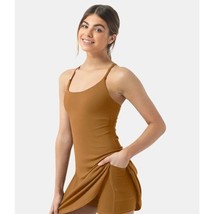 Halara Everyday Cloudful Backless 2-in-1 Flare Workout Dress-Wannabe Orange M - £26.36 GBP