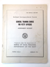 1956 Naval Training “General Training Course For Petty Officers” Assignment Book - £13.33 GBP