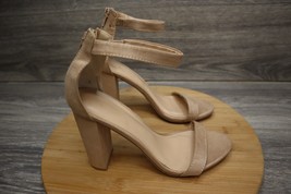 Wild Diva Lounge Shoe Womens 7 Sandal Blush Pink Block Heel Peep Toe Ankle Strap - £20.55 GBP
