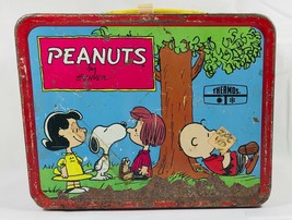 Peanuts 1973 Red Lunchbox “Psychiatric Help 5 Cents” Peanuts Metal Lunch... - $29.95