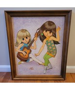 Vtg MCM Litho Print EDEN LEE Go-Go Big Eye Girl Ny Encore 1960s FRAMED 2... - £189.24 GBP