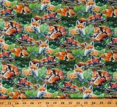 Cotton Sleepy Foxes Fox Woodland Animals Multicolor Fabric Print by Yard D774.95 - £11.76 GBP