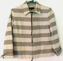 Jones New York jacket size 8 women zip close tan with black striped 100%... - £7.85 GBP