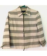 Jones New York jacket size 8 women zip close tan with black striped 100%... - £8.12 GBP