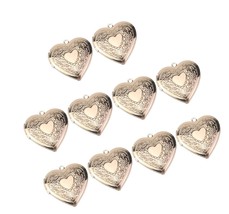 10pcs Heart Locket Necklace That Holds Pictures DIY - £29.98 GBP