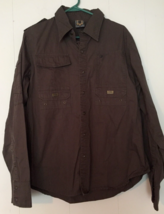 Black Label Gun Metal shirt snap close size XL men long sleeve brown poc... - $13.12