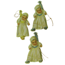 Victorian Style Die Cut BABY HANGERS Christmas Ornaments Vtg Merrimack Gift Tag - £9.30 GBP