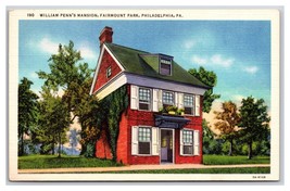 William Penn Mansion Fairmount Park Philadelphia PA UNP Linen Postcard Y13 - £1.50 GBP