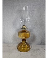 Antique Vintage Amber Yellow Gold Eagle Glass Kerosene Oil Lamp + Shade 18” - £44.16 GBP