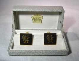 Vintage AMITA Damascene Cufflinks with Original Box K1070 - $48.51