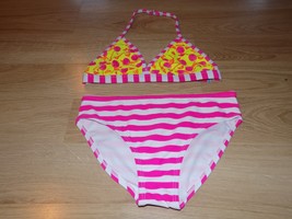 Size XS 4-5 OP Bikini Bathing Swim Suit Swimsuit Pink White Stripes Cherries New - £12.58 GBP