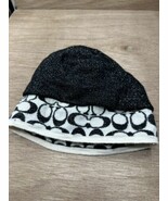 Coach Signature C Logo Beanie Hat Black White Wool Blend XXS - $33.85 CAD
