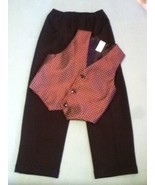 Mothers Day Size 7 red plaid vest  black suit pants 2 piece set formal d... - £16.50 GBP