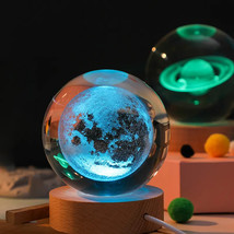Moon Crystal Ball Night Light, 3D  Planet Lamp, Crystal Ball, Astronomy Gift  - £16.33 GBP
