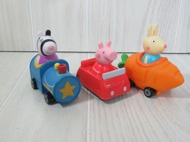 Peppa Pig red car Rebecca Rabbit orance carrot racer Zoe Zebra in blue train lot - £7.77 GBP