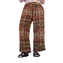 Vintage Womens Pullon Palazzo Pants India Cotton Drawstring Waist Pockets - £54.39 GBP