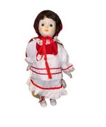 Vtg Musical little Red Riding Hood Porcelain Doll W/ Stand 15” Plays WHO... - £31.20 GBP