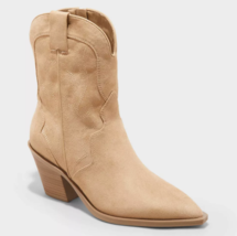 Women&#39;s Tan Faux Suede Jacey Medium Width Western Ankle Boots Pick Size NWT - $20.01