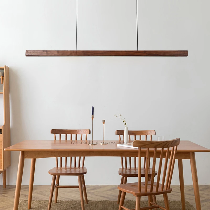 Wooden LED Pendant Lights Hanging Lamp Modern Table Long Linear Light Ki... - £166.85 GBP+