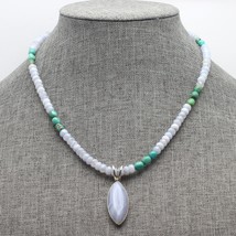 Jay King DTR Sterling Silver Blue Lace Agate &amp; Turquoise Beaded Pendant Necklace - £55.07 GBP