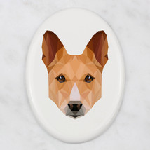 A ceramic tombstone plaque  with a Basenji dog. Art-Dog geometric dog - £7.81 GBP