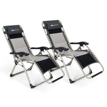 2Pcs Padded Zero Gravity Chair Folding Adjustable Reclining Lounge With ... - £186.46 GBP