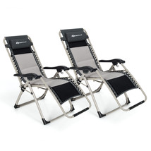 2Pcs Padded Zero Gravity Chair Folding Adjustable Reclining Lounge With Cover - £200.59 GBP