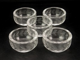 Lot of 5 Glass Open Salt Cellars, Laurel Leaf Pattern, Smooth Rim &amp; Base... - £19.54 GBP