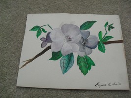 Original Smith Signed Watercolor Painting White Flower on Branch - £19.44 GBP