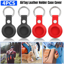 4 PCS AirTag Leather Holder Case Cover AirTags Tracker Keychain Sleeve Shell - £32.76 GBP