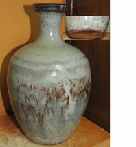 Wine Bottle 10&quot; Polychrome Gray &amp; Blue &amp; Brown Glaze 19th / 20th Drip Gl... - $1,242.04 MXN