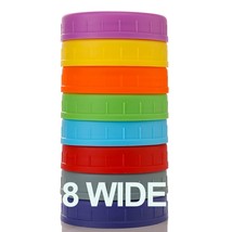 Wide Mouth Mason Jar Lids [8 Pack] For Ball, Kerr And More - Colored Plastic Sto - £10.16 GBP