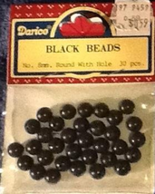 8MM Round with a Hole Craft Beads - Black - 30 Pcs/pkg - $15.50
