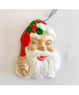 1980s Antique Christmas Ornament Ceramic Hand Painted Santa Claus Face E90C - $24.99