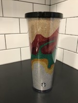 Starbucks Holiday 2018 Glitter Sand Cold Cup Tumbler Venti 24 oz Red Gold Green - £24.37 GBP
