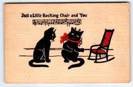 Black Cats Kittens Postcard Just A Little Rocking Chair And You 1909 Music Notes - £15.02 GBP