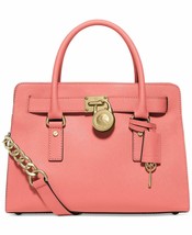 Michael Kors Hamilton Medium Pink Gold Saffiano Leather Satchel Bag $298*NWT* - £151.86 GBP