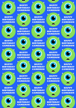Monsters Inc Personalised Gift Wrap - Disney&#39;s Mike Monsters Inc Wrappin... - $5.42