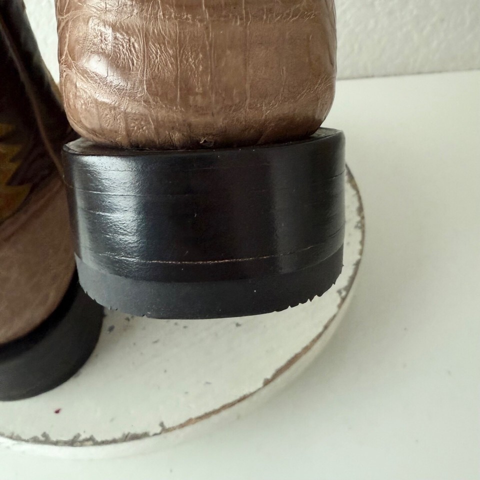 NEW Rod Patrick Mens Cowboy Boots 11AAAA Brown Caiman Belly Western Square Toe Item image 5