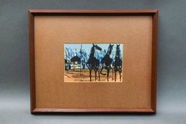 Shuzo Ikeda Japan Horses Scene Small Framed Woodblock Print - £79.92 GBP