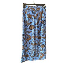 INC Intl Womens Size S Blue Print Pants Side Zip Wide Leg Pleated front HIse Ris - £15.73 GBP