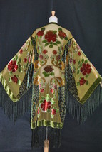Sage Olive Green Amazing Art Deco Noveaux Mucha Astrologer Beaded Kimono... - £181.71 GBP