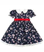 Vintage Sarah Louise Girls Navy Blue Daisy Dress Eyelet Detail 5 - $1,181.13 MXN