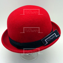 HATsanity KIDs Fashion Wool Felt Soft Bowler Hat - Red - £19.03 GBP