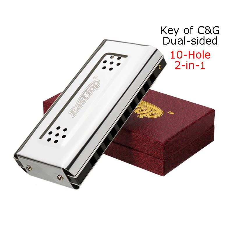 10-Hole Dual-sided Harmonica ,Double Face C&amp;G Tone Blues Harp - £21.81 GBP