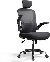 Devaise Mesh Computer Office Chair, High Back Ergonomic Desk Chair, Black, With - £103.90 GBP