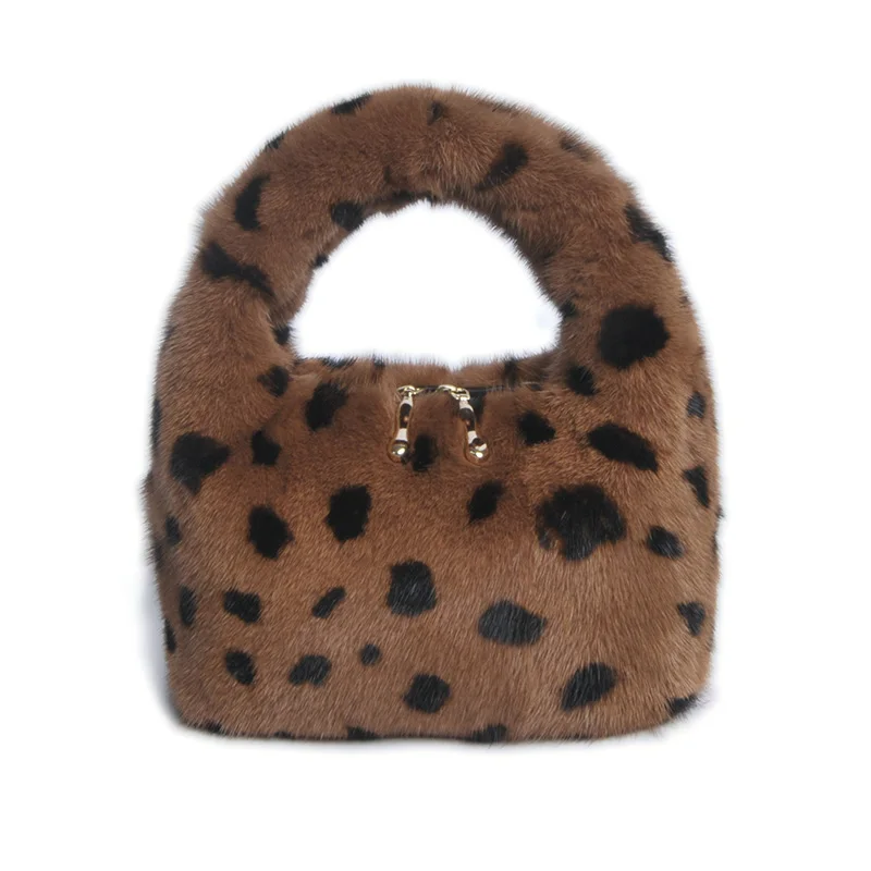 Women&#39;s Real Mink Fur Bag with Belt Plush Bag Winter Messenger Bag Warm ... - £357.64 GBP