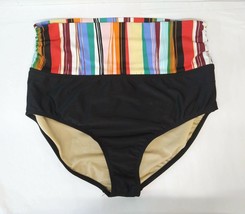 Swimsuits For All WM Plus 18 Tankini Bottom High Waisted Black Colorful ... - $19.34