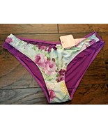 Affinitas G Grace Hannah Bright violet floral bikini panty 643 L large New - $9.89